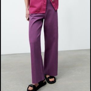 Zara purple marine straight pant, size US 4, wide leg